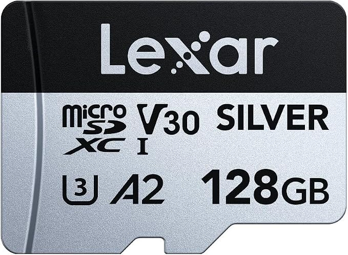 Lexar Professional SILVER 128GB microSDXC UHS-I Card, C10 U3 V30, up to 205MB/s Read, 100MB/s Write, 4K Video Recording, IPX7 Waterproof, for DJI, GoPro, Insta360, Nintendo Switch, Steam Deck - alternate view