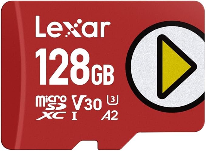 Lexar Play Micro SD Card 128GB, microSDXC UHS-I Card, up to 205MB/s read, 140MB/s write, Class 10, U3, V30, A2, 4K Video, High-Speed Memory Card for Switch/Portable Gaming Devices/Smartphones - alternate view
