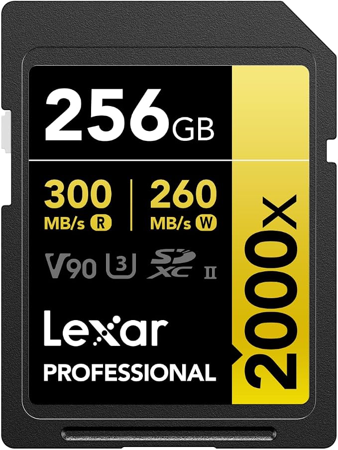 Lexar Professional 2000x SDHC SDXC UHS II Cards, Black and Yellow, 256GB - alternate view